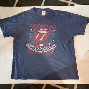 American Eagle Outfitters Navy Kids Graphic Tee with Red & White Tongue Logo